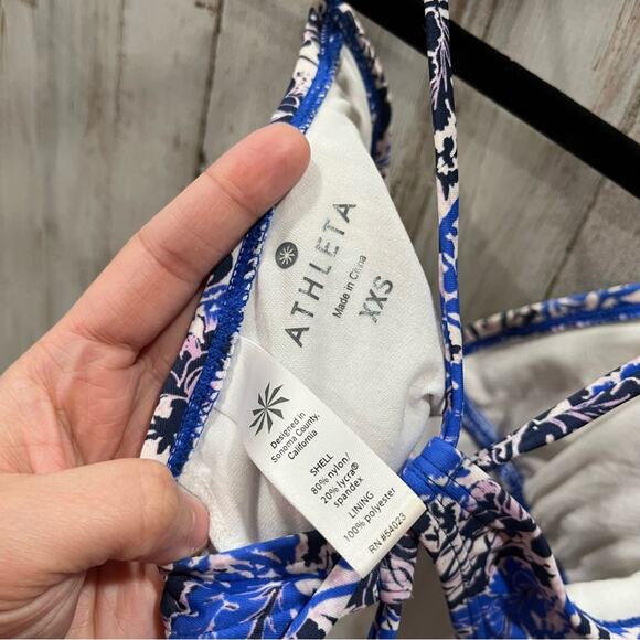Athleta Blue Floral String Bikini Longline Top Womens XXS - Picture 4 of 5